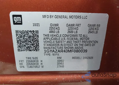 2021 Cadillac Xt4 Fwd Luxury from USA, damaged, VIN 1GYAZAR43MF080039